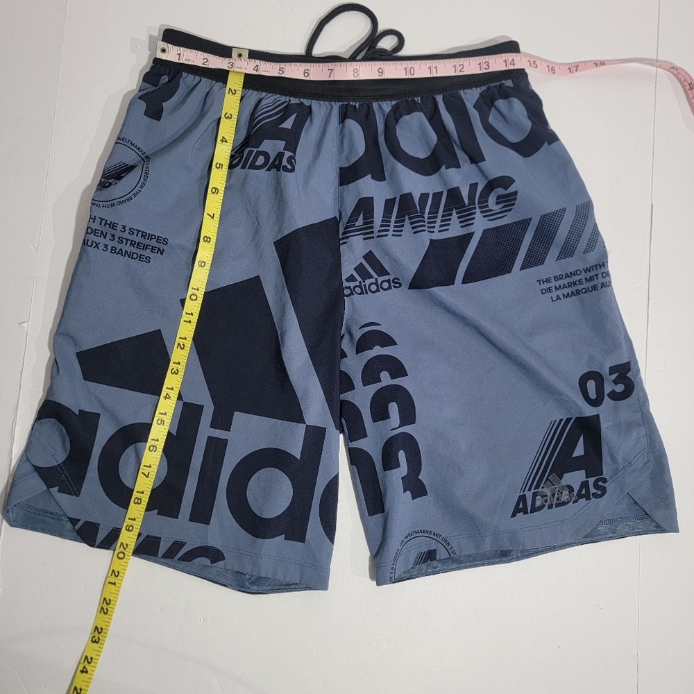 Adidas Men's Blue And Grey Logo Print Athletic Shorts Size M - Picture 8 of 9